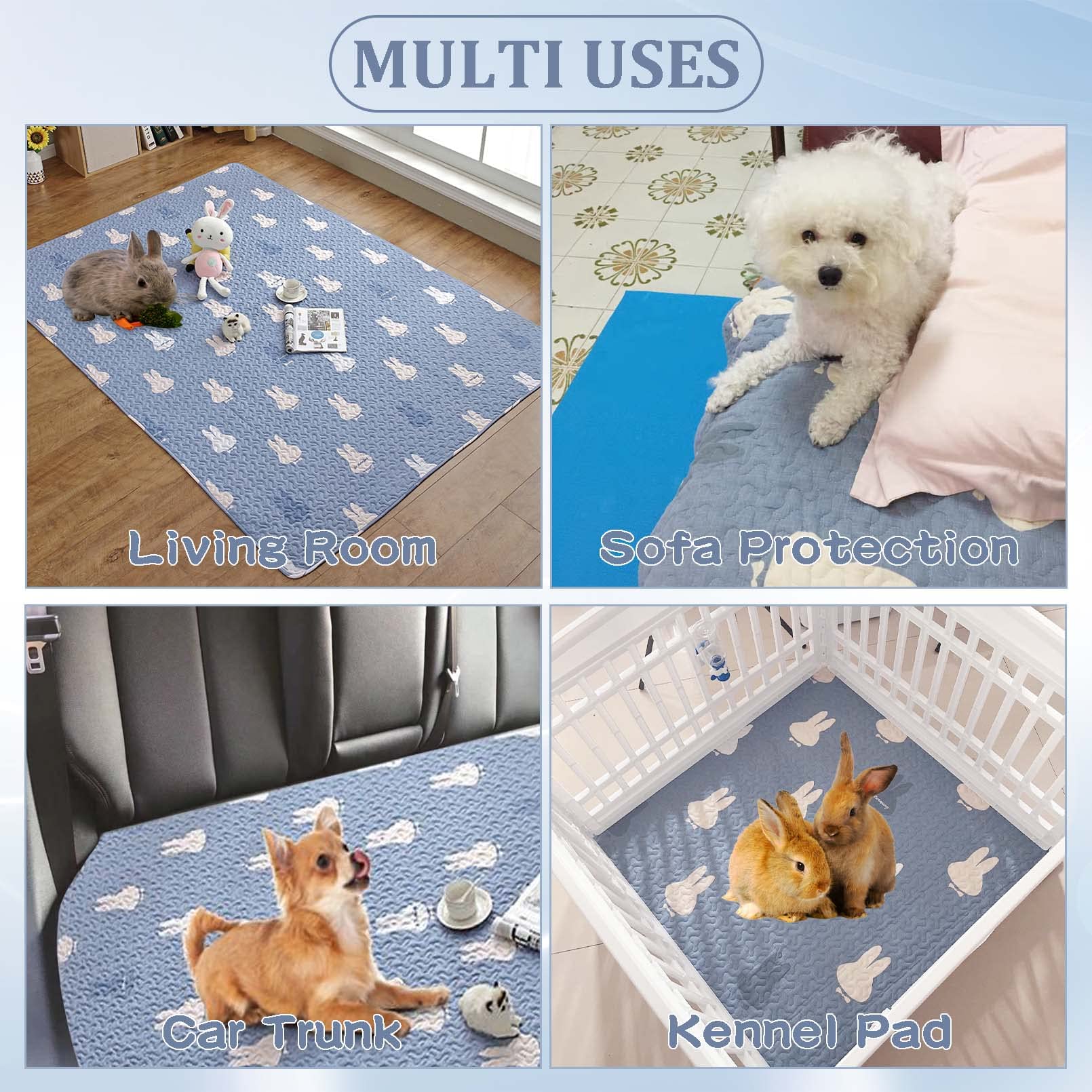 Kathson 70 L X 27.5 W Rabbit Cage Liners Washable Rabbit Floor Mat Reusable Bunny Rug Super Absorbent Guinea Pig Carpet Anti